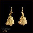 Signed Eisenberg Ice Christmas Tree Earrings Gold Tone