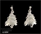 Signed Eisenberg Ice Christmas Tree Earrings Silver Tone