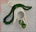 Bakelite Marbled Spinach Green Necklace and Earrings