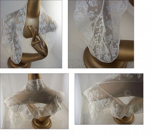 Vintage Long Lace Collar White Lace Collar