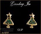 Eisenberg Ice Green Rhinestone Christmas Tree Earrings