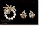 Eisenberg Ice Signed Faux Pearl and Rhinestone Pin and Earrings