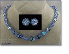 Blue and Blue Aurora Borealis Bead Necklace and Earrings