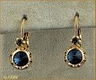 Eisenberg Blue and Clear Rhinestone Halo Style Earrings