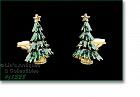 Signed Eisenberg Ice Green Enamel Christmas Tree Clip Earrings