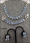Vintage Demi Parure Blue Rhinestones Necklace Bracelet and Earrings