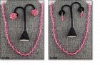 Vintage Pink Glass Bead Necklace and 2 Pairs Of Earrings
