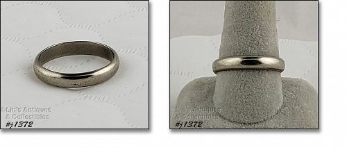 14k White Gold Vintage Wedding Band Size 11