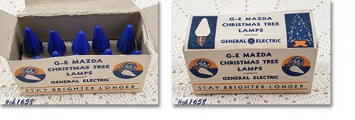 Vintage C6 Blue Christmas Bulbs in Box