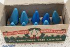 Vintage Blue C6 Christmas Bulbs in Box