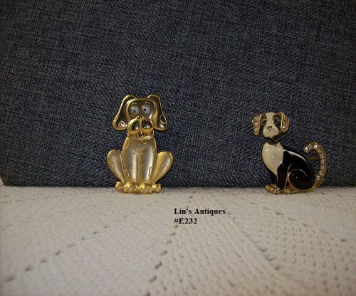 Two Vintage Dog Pins