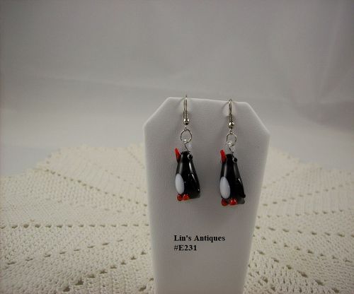 Glass Penguins Pierced Earrings