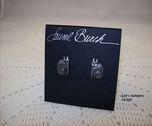 Laurel Burch Sitting Cat Earrings on Original Card