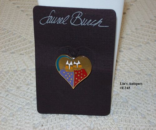 Laurel Burch Valentine Cat Pin On Original Card