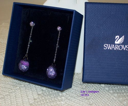 Swarovski Tanzanite Crystal Earrings in Original Box