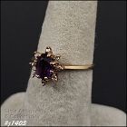 10KP Yellow Gold Amethyst and Diamond Ring