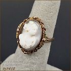 10k Yellow Gold Carved Shell Vintage Cameo Ring