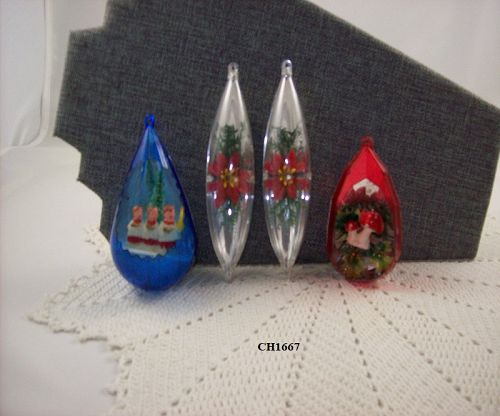 Lot of 4 Jewel Brite Vintage Ornaments