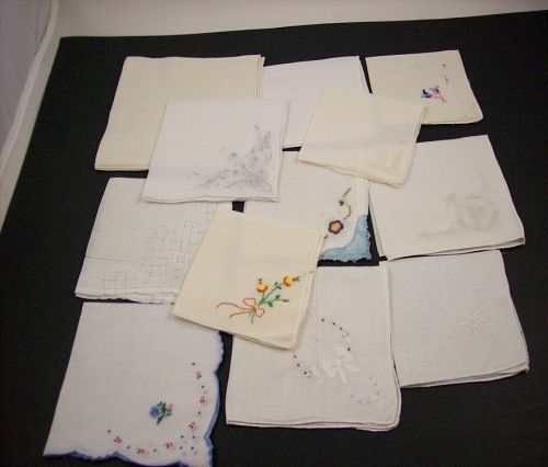 One Dozen Vintage Slightly Imperfect White Hankies