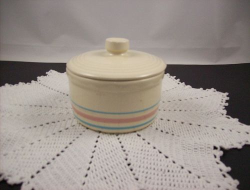 McCoy Pottery Pink and Blue Round Margarine Container