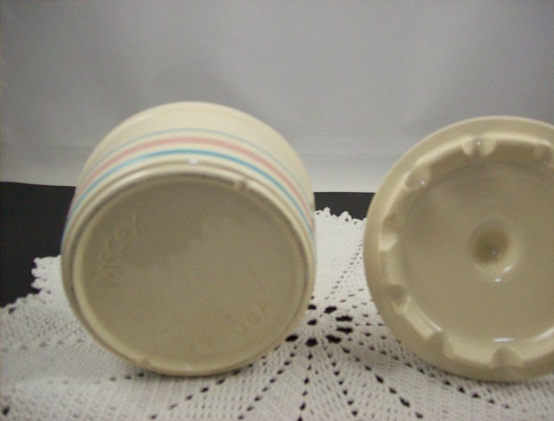 McCoy Pottery Pink and Blue Round Margarine Container
