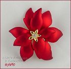 Signed Eisenberg Ice Red Poinsettia Pin Satin Finish