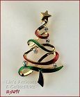 Signed Eisenberg Christmas Ribbon Tree Pin