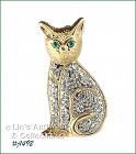 Signed Eisenberg Ice Sitting Cat Pin