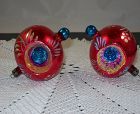 Two Vintage Glass Reflector Christmas Ornaments