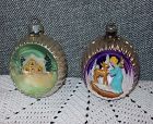 Lot of Two Silver Glass Vintage Ornaments with Figures