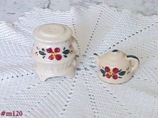 Vintage Pot Belly Stove and Kettle Shaker Set