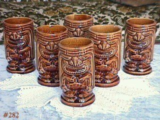 McCoy Pottery Tiki Mugs Set of Six