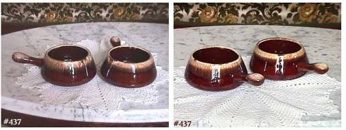 McCOY POTTERY SET OF 4 BROWN DRIP INDIVIDUAL SIZE CASSEROLES