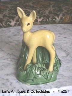 Shawnee Pottery Yellow Deer by Stump Planter