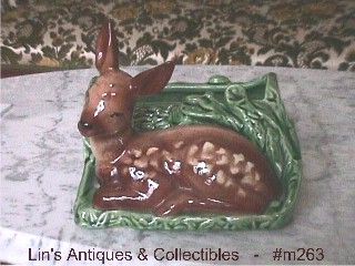 Shawnee Pottery Fawn by Log Planter
