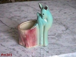 Shawnee Pottery Blue Deer by Tall Stump Planter