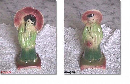 Shawnee Pottery Oriental Girl and Boy Figurines