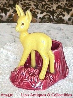 Shawnee Pottery Yellow Deer by Stump Planter