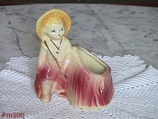 Shawnee Pottery Fishing Boy by Tall Stump Planter