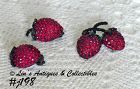 Vintage Signed Weiss Strawberry Pin and Earrings