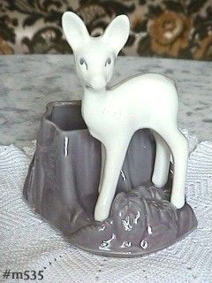 Shawnee Pottery White Deer by Stump Planter