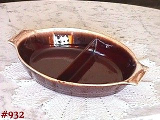 McCoy Pottery Divided Serving Bowl Brown Drip