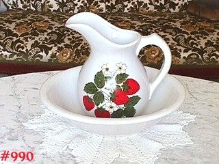 McCoy Pottery Strawberry Country Pitcher and Bowl