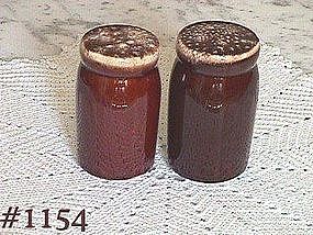 McCOY POTTERY -- BROWN DRIP SALT & PEPPER SHAKER SET