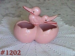 McCoy Pottery Double Duck with Eggs Pink Planter