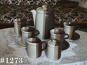 McCOY POTTERY -- SANDSTONE COFFEE SERVICE FOR 4!