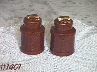 McCoy Pottery Brown Drip Milk Can Shape Shaker Set