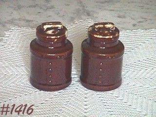 McCoy Pottery Brown Drip Milk Can Shape Shaker Set