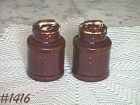 McCoy Pottery Brown Drip Milk Can Shape Shaker Set