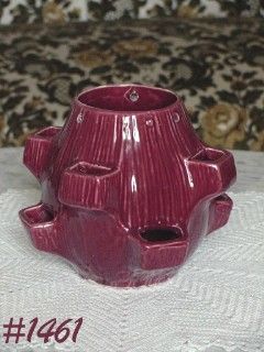 VINTAGE McCOY POTTERY MAROON COLOR HANGING STRAWBERRY JAR